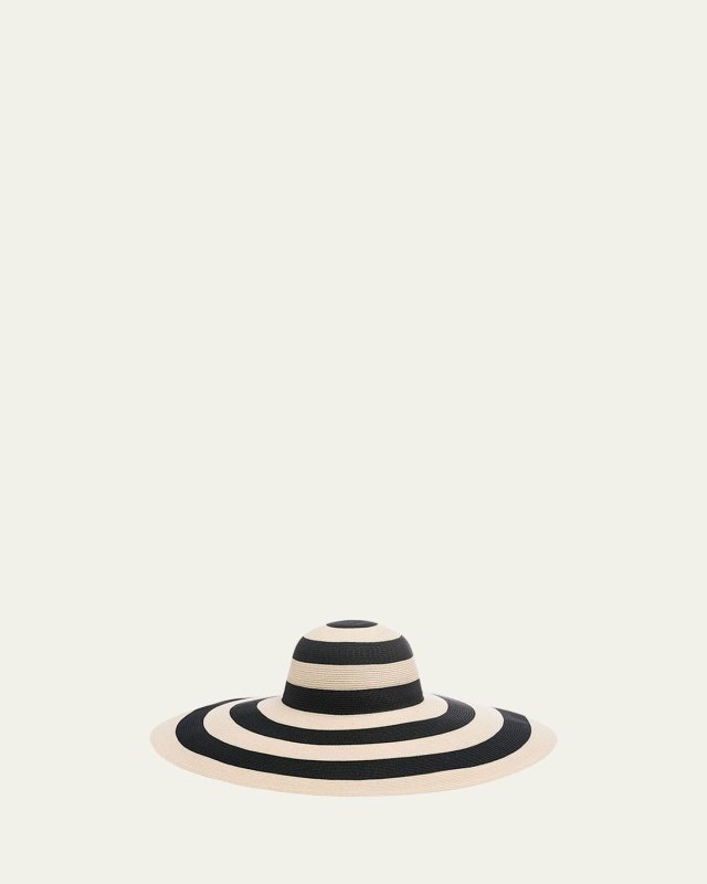 Sunny Striped Wide-Brim Hat